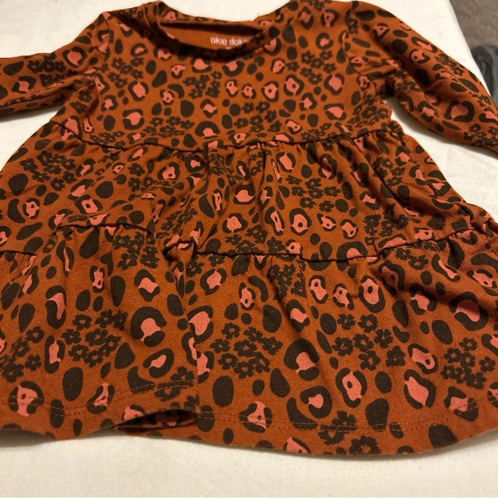 Okie Dokie Baby's Animal Print Dress Brown & Black Size 12 Months - Picture 2 of 8